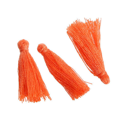 Image de Franges Pompons Glands en Polyester Orange 30mm, 5 Pcs