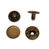 Picture of Brass Metal Snap Fastener Buttons Round Antique Bronze 10mm x6mm( 3/8" x 2/8") 10mm x4mm( 3/8" x 1/8") 9mm x6mm( 3/8" x 2/8") 9mm x3mm( 3/8" x 1/8"), 20 Sets(4 PCs/Set)