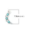 Picture of Zinc Based Alloy Boho Chic Pendants Half Moon Antique Silver Color Blue Pentagram Star Imitation Turquoise 79mm(3 1/8") x 31mm(1 2/8"), 1 Piece