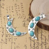 Picture of Zinc Based Alloy Boho Chic Pendants Half Moon Antique Silver Color Blue Pentagram Star Imitation Turquoise 79mm(3 1/8") x 31mm(1 2/8"), 1 Piece