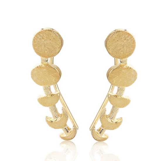 Image de Boucle d'Oreille Grimpeur Doré Demi Phases de la Lune 23mm x 7mm, Epaisseur de Fil: (21 gauge), 1 Paire