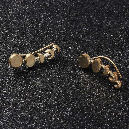 Image de Boucle d'Oreille Grimpeur Doré Demi Phases de la Lune 23mm x 7mm, Epaisseur de Fil: (21 gauge), 1 Paire