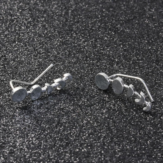 Image de Boucle d'Oreille Grimpeur Doré Demi Phases de la Lune 23mm x 7mm, Epaisseur de Fil: (21 gauge), 1 Paire