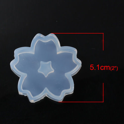 Image de Moule en Silicone Thème Fleur Sakura Blanc 51mm x 49mm, 1 Pièce