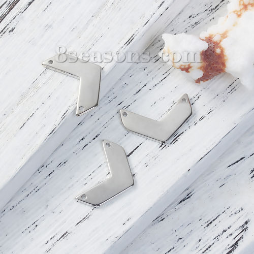 Image de Connecteur Chevron en Alliage de Zinc Forme de V Argent Mat 21mm x 14mm, 10 Pcs