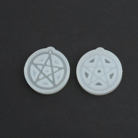 Immagine di Silicone Muffa della Resina per Gioielli Rendendo Tondo Bianco 39mm x 38mm, 1 Pz