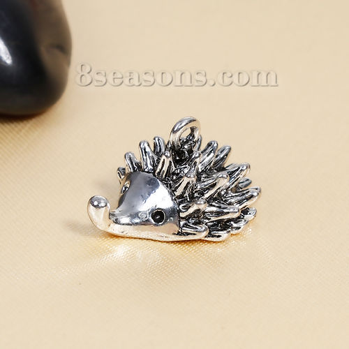 Image de Breloque 3D en Alliage de Zinc Hérisson Argent Vieilli 23mm x 12mm, 5 Pcs