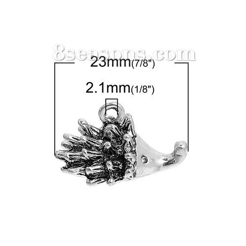 Image de Breloque 3D en Alliage de Zinc Hérisson Argent Vieilli 23mm x 12mm, 5 Pcs