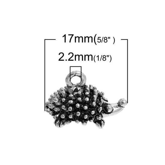 Image de Breloque 3D en Alliage de Zinc Hérisson Argent Vieilli 23mm x 12mm, 5 Pcs