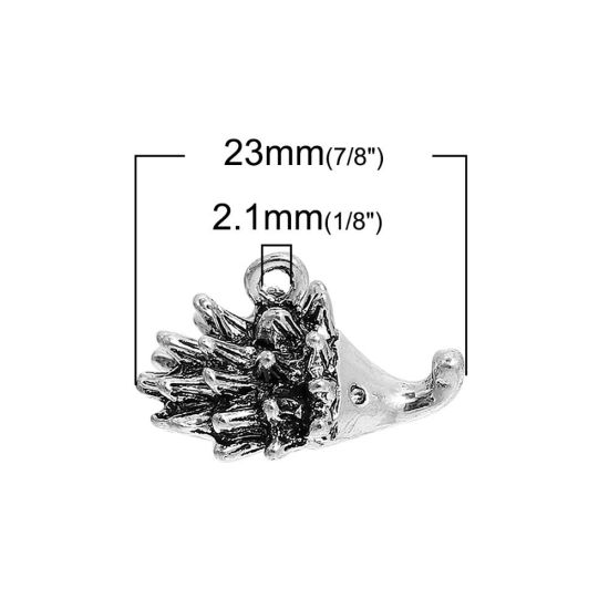 Image de Breloque 3D en Alliage de Zinc Hérisson Argent Vieilli 23mm x 12mm, 5 Pcs