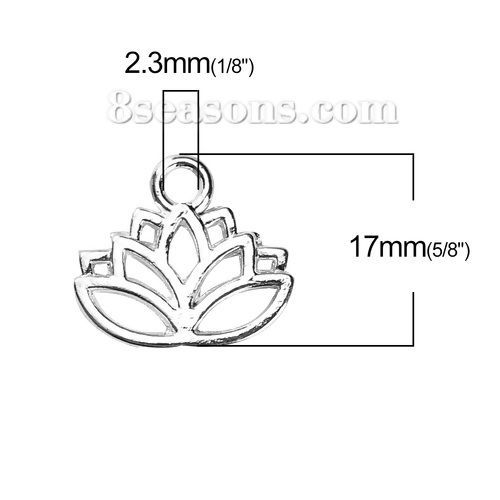 亜鉛合金 チャーム 蓮花 銀メッキ 17mmx 15mm、 200 個 の画像