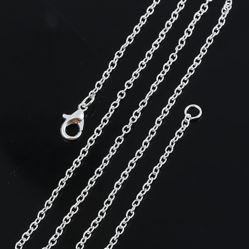 合金 小豆チェーン・あづきチェーン ネックレス 銀メッキ 45.5cm長さ、 チェーンサイズ: 3x2.2mm、 1 パック （ 12 個/パック） の画像