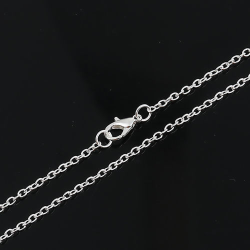 合金 小豆チェーン・あづきチェーン ネックレス 銀メッキ 45.5cm長さ、 チェーンサイズ: 3x2.2mm、 1 パック （ 12 個/パック） の画像