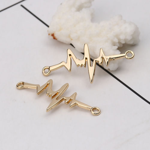 Image de Connecteurs en Alliage de Zinc Electrocardiogramme Doré 44mm x 20mm, 10 Pcs