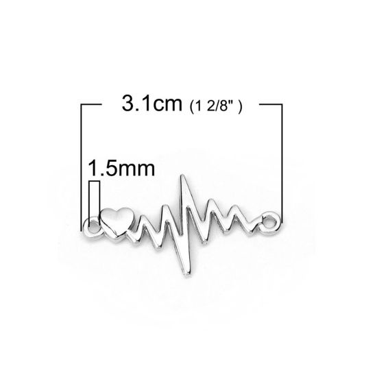 Image de Connecteurs en Alliage de Zinc Electrocardiogramme Doré 44mm x 20mm, 10 Pcs