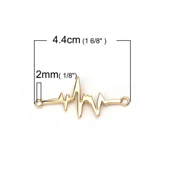 Image de Connecteurs en Alliage de Zinc Electrocardiogramme Doré 44mm x 20mm, 10 Pcs