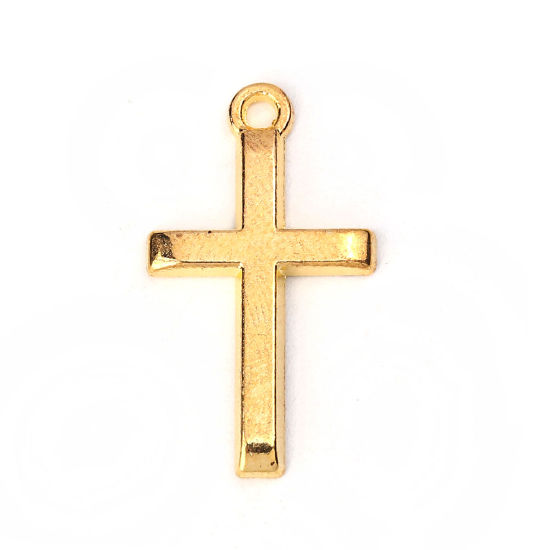 Bild von Zinklegierung Charms Kreuz Vergoldet 24mm x 14mm, 50 Stück