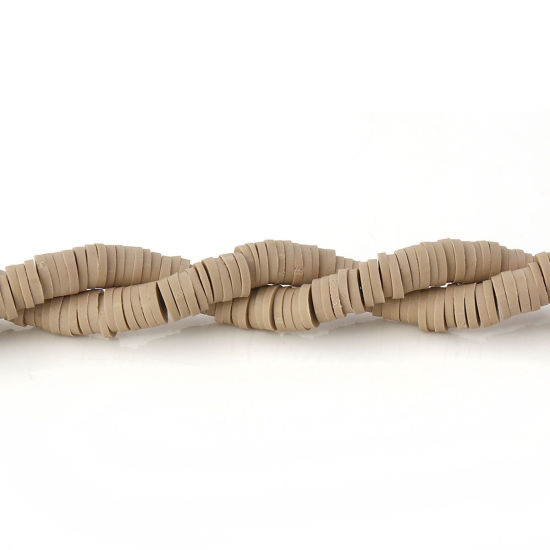 Image de Perles Heishi Katsuki en Pâte Polymère Rond Kaki 5mm Dia, Taille de Trou: 1.9mm, 39cm long, 3 Pièces (Env. 300 PCs/Enfilade)