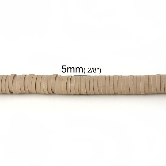 Image de Perles Heishi Katsuki en Pâte Polymère Rond Kaki 5mm Dia, Taille de Trou: 1.9mm, 39cm long, 3 Pièces (Env. 300 PCs/Enfilade)
