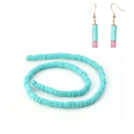 Image de Perles Heishi Katsuki en Pâte Polymère Rond Kaki 5mm Dia, Taille de Trou: 1.9mm, 39cm long, 3 Pièces (Env. 300 PCs/Enfilade)