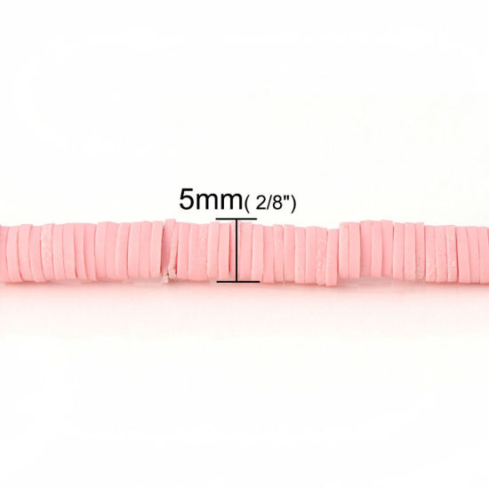 Image de Perles Heishi Katsuki en Pâte Polymère Rond Kaki 5mm Dia, Taille de Trou: 1.9mm, 39cm long, 3 Pièces (Env. 300 PCs/Enfilade)