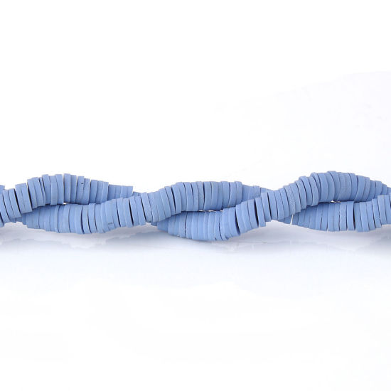 Image de Perles Heishi Katsuki en Pâte Polymère Rond Bleu Gris 5mm Dia, Taille de Trou: 1.9mm, 39cm long, 3 Pièces (Env. 300 PCs/Enfilade)