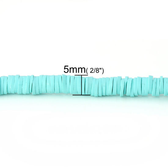 Image de Perles Heishi Katsuki en Pâte Polymère Rond Vert Menthe 5mm Dia, Taille de Trou: 1.9mm, 39cm long, 3 Pièces (Env. 300 PCs/Enfilade)