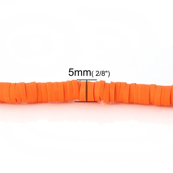 Image de Perles Heishi Katsuki en Pâte Polymère Rond Orange 5mm Dia, Taille de Trou: 1.9mm, 39cm long, 3 Pièces (Env. 300 PCs/Enfilade)