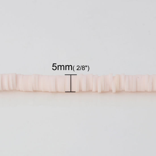 Image de Perles Heishi Katsuki en Pâte Polymère Rond Rose Clair 5mm Dia, Taille de Trou: 1.9mm, 41cm long, 3 Pièces (Env. 346 PCs/Enfilade)