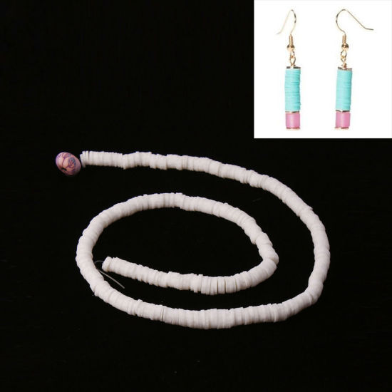 Image de Perles Heishi Katsuki en Pâte Polymère Rond Rose Clair 5mm Dia, Taille de Trou: 1.9mm, 41cm long, 3 Pièces (Env. 346 PCs/Enfilade)