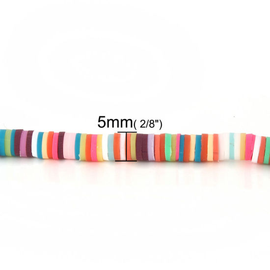 Image de Perles Heishi Katsuki en Pâte Polymère Rond Bleu Foncé 5mm Dia, Taille de Trou: 1.9mm, 39cm long, 3 Pièces (Env. 319 PCs/Enfilade)
