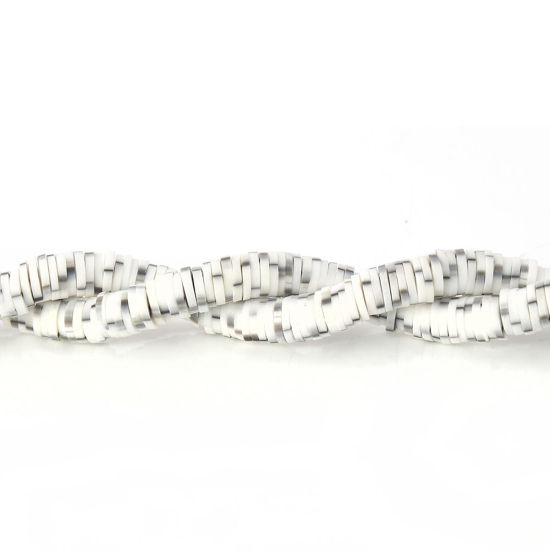 Image de Perles Heishi Katsuki en Pâte Polymère Rond Noir & Blanc 5mm Dia, Taille de Trou: 1.9mm, 39cm long, 3 Pièces (Env. 319 PCs/Enfilade)