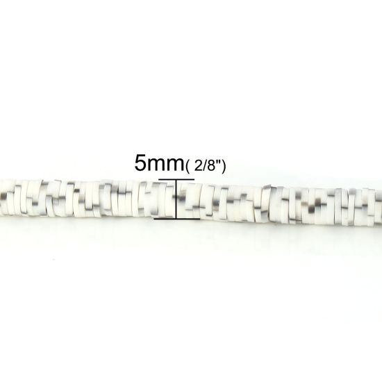 Image de Perles Heishi Katsuki en Pâte Polymère Rond Noir & Blanc 5mm Dia, Taille de Trou: 1.9mm, 39cm long, 3 Pièces (Env. 319 PCs/Enfilade)