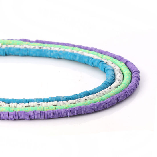 Image de Perles Heishi Katsuki en Pâte Polymère Rond Noir & Blanc 5mm Dia, Taille de Trou: 1.9mm, 39cm long, 3 Pièces (Env. 319 PCs/Enfilade)