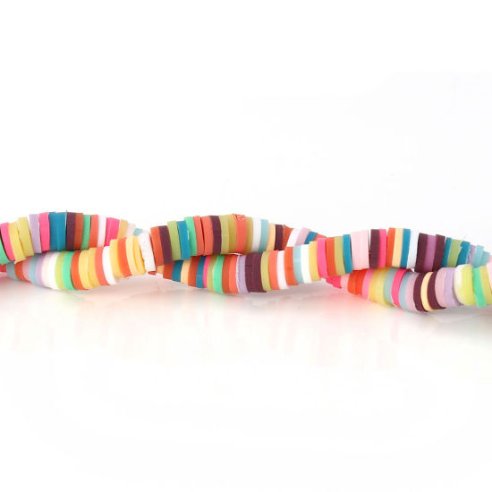Image de Perles Heishi Katsuki en Pâte Polymère Rond Multicolore 5mm Dia, Taille de Trou: 1.9mm, 39cm long, 3 Pièces (Env. 319 PCs/Enfilade)