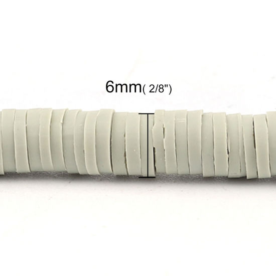 Image de 3 Enfilades (Env. 330 PCs/Enfilade) Perles Heishi Katsuki en Pâte Polymère Rond Vert-Fruit 6mm Dia, Taille de Trou: 1.8mm, 41cm long