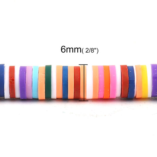 Image de Perles Heishi Katsuki en Pâte Polymère Rond Multicolore 6mm Dia, Trou: 1.8mm, 41cm long, 3 Enfilades (Env. 330 Pcs/Enfilade)