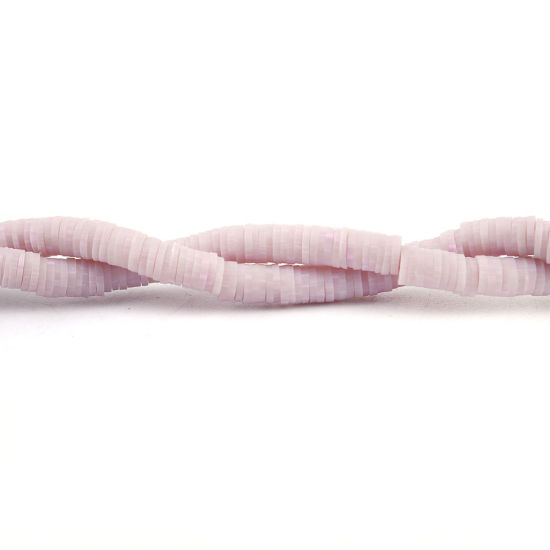 Image de Perles Heishi Katsuki en Pâte Polymère Rond Gingembre 5mm Dia, Taille de Trou: 1.8mm, 40cm long, 3 Enfilades (Env. 380 PCs/Enfilade)