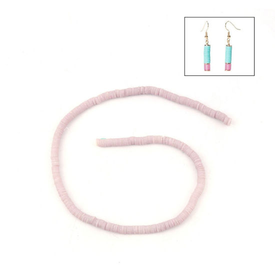 Image de Perles Heishi Katsuki en Pâte Polymère Rond Gingembre 5mm Dia, Taille de Trou: 1.8mm, 40cm long, 3 Enfilades (Env. 380 PCs/Enfilade)
