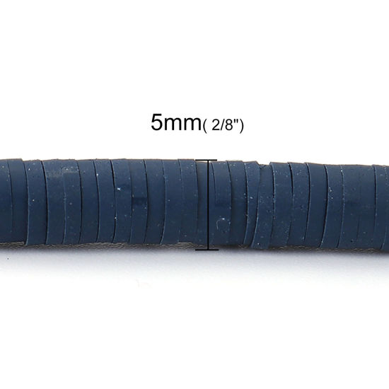 Image de Perles Heishi Katsuki en Pâte Polymère Rond Bleu Marine 5mm Dia, Taille de Trou: 1.8mm, 40cm long, 3 Enfilades (Env. 380 PCs/Enfilade)