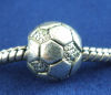 Picture of Zinc Based Alloy European Style Large Hole Charm Beads Antique Silver Color Football 11mm x 10mm, Hole: Approx 4.6mm, 15 PCs