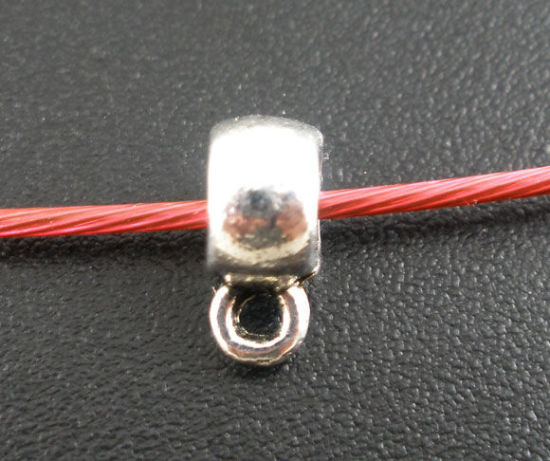 Picture of 100PCs Antique Silver Color Smooth Cup Bail Beads 9x4mm Findings