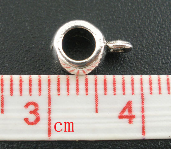 Picture of 100PCs Antique Silver Color Smooth Cup Bail Beads 9x4mm Findings