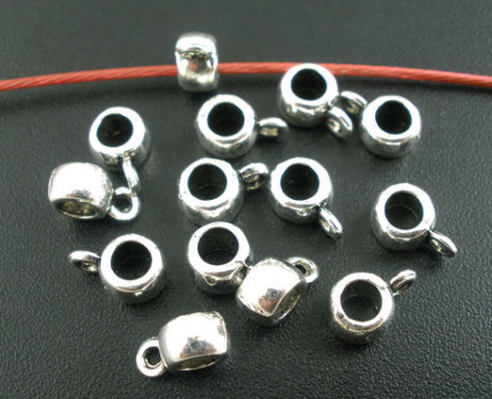 Picture of 100PCs Antique Silver Color Smooth Cup Bail Beads 9x4mm Findings