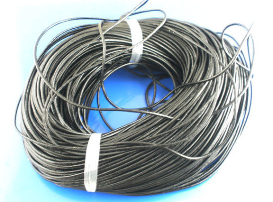 Image de 10M Cordon en cuir véritable Noir Rond 2mm