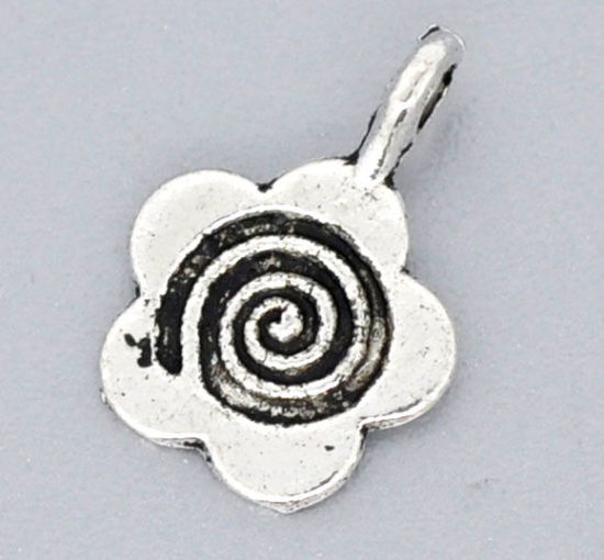 Picture of Antique Silver Color Flower Glue on Bail 15mm x 11mm, sold per packet of 100