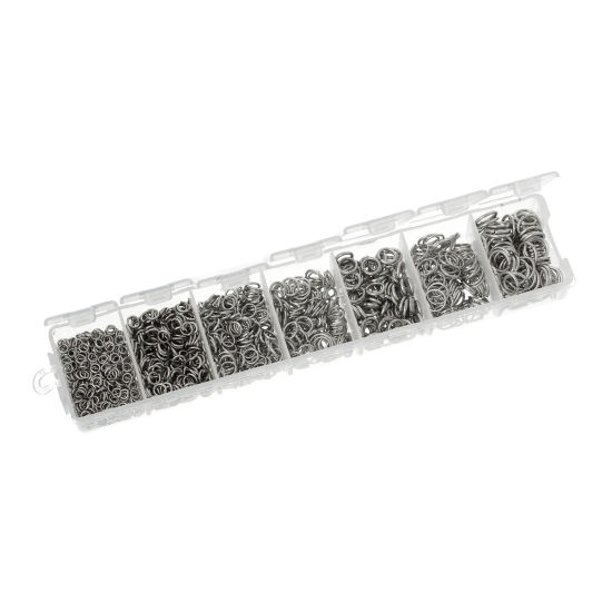 プラスチック+アルミ 丸カン 円形 シルバートーン 3mm-8mm直径、 1 個 の画像