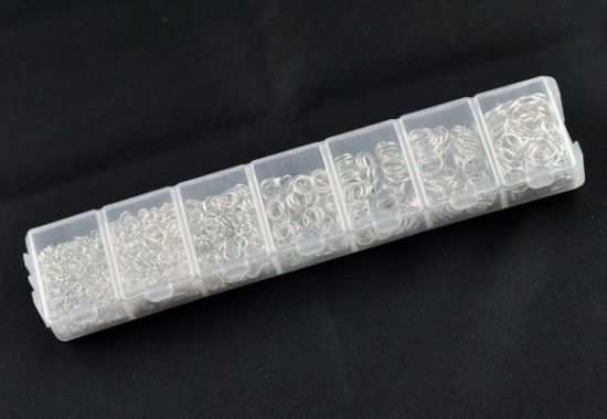 プラスチック+アルミ 丸カン 円形 銀メッキ 3mm-8mm直径、 1 箱 の画像