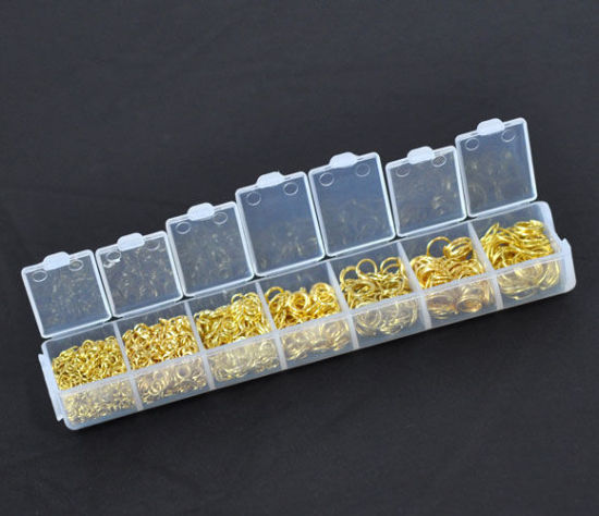 プラスチック+アルミ 丸カン 圧着ビーズ 円形 金メッキ 3mm-9mm直径、 1 箱 の画像