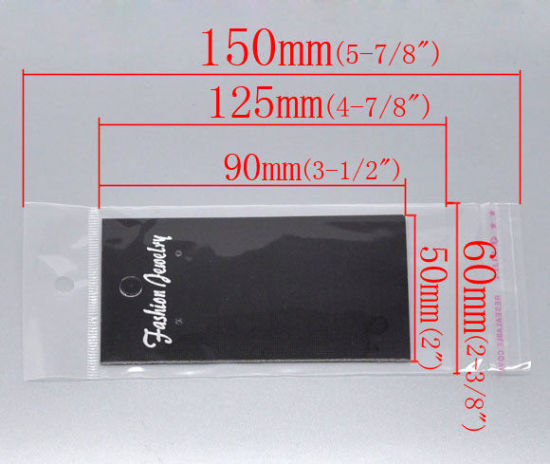 紙+プラスチック ディスプレイ用イヤリング・ピアス用台紙 ディスプレイカード 長方形 黒 9x5cm 15x6cm、 100 PCs の画像